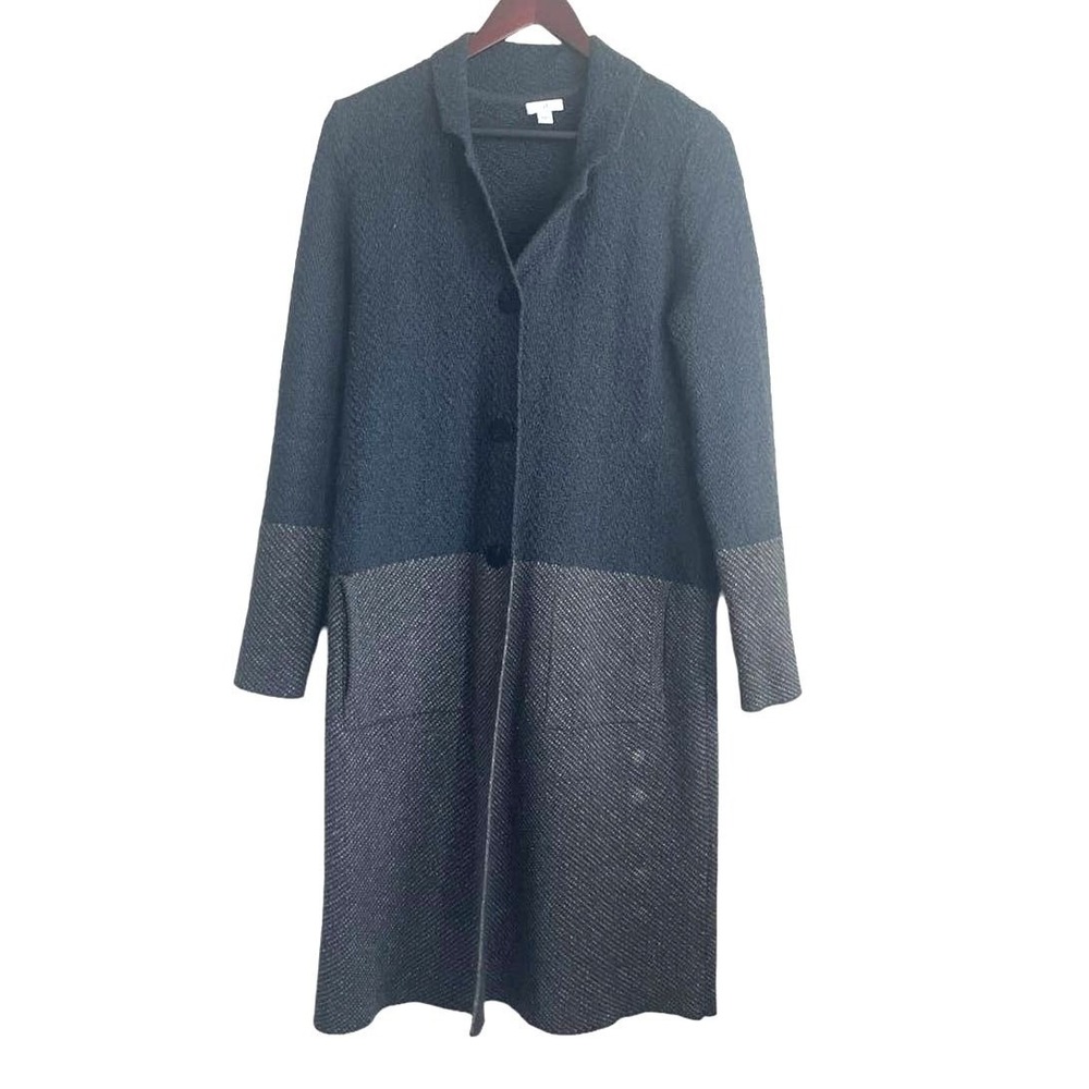 J Jill Women Coatigan XS Gray Neutral‎ Colorblock Longline Heavy Knit Duster